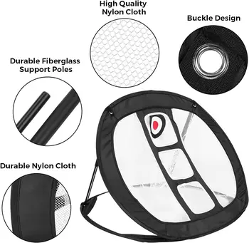 Golf Chipping Net Set Foldable Training Kit with Hitting Mat, 8 Practice Balls, Golf Gift & Target Chipping Aids 2