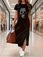 Robe longue d'été ample et confortable, T-shirt longue, robes d'été contrastées pour femmes 1