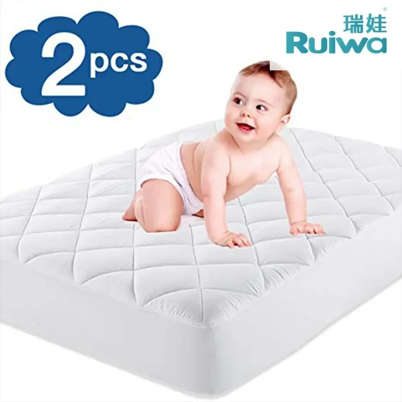 Baby Crib Bedding Set Waterproof Fitted Sheet Mattress Pad Crib Skirt Reinforced Seams