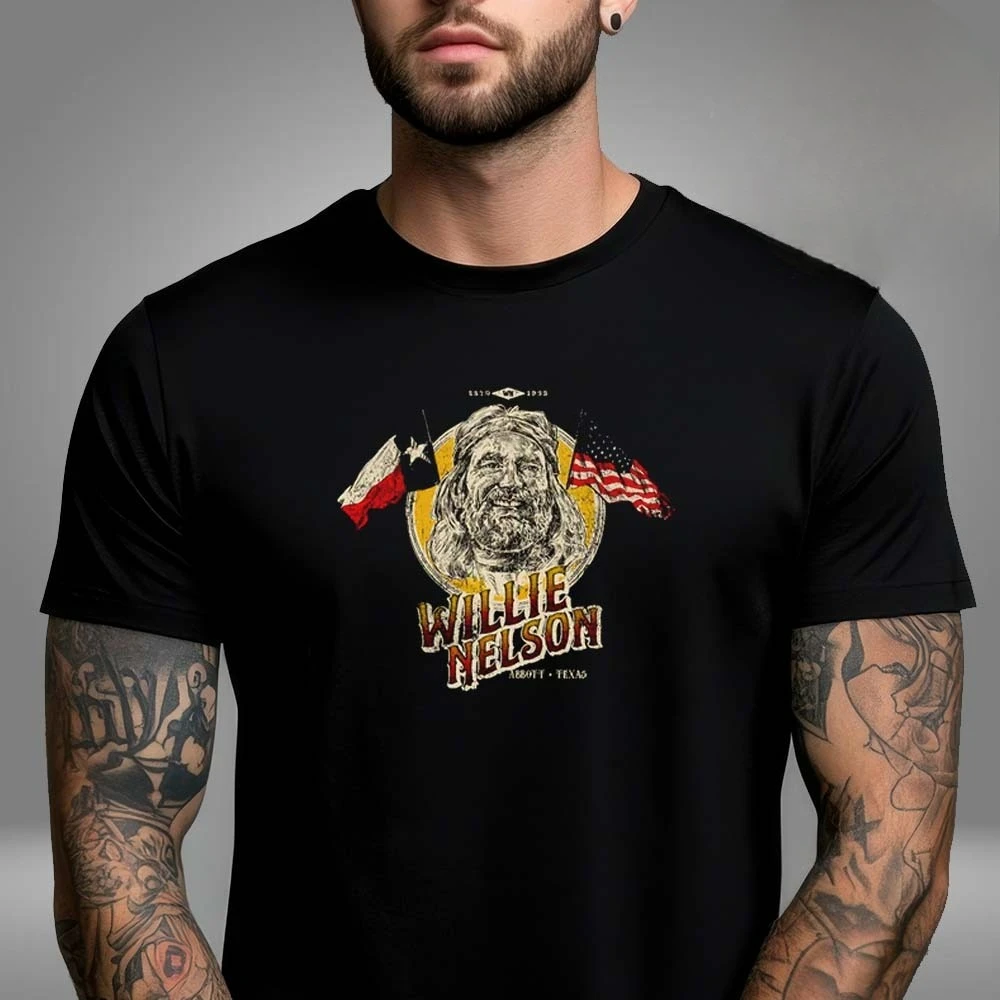 Willie Nelson Flag Portrait Unisex T-Shirt High-end Luxury Is for Both Men and Women Top Y2k Summer