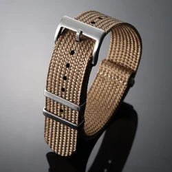 Premium Woven Nylon Military - Style Watch Strap - High Quality Fabric Watchband - 22mm (Brown)