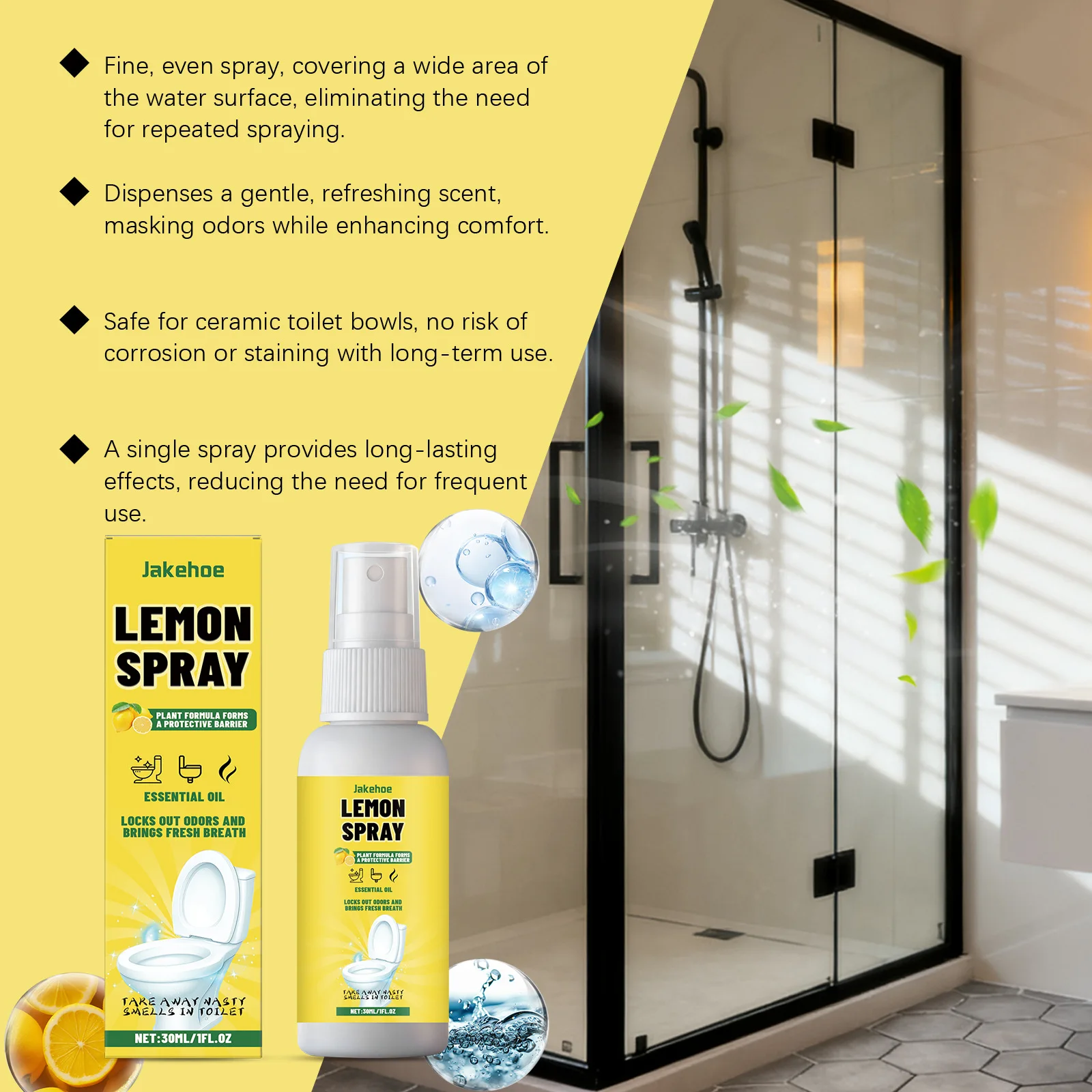 Lemon-scented Toilet Deodorizing Spray Clean The Toilet With a Refreshing Scent Remove Scale and Maintain the Bathroom Fragrance
