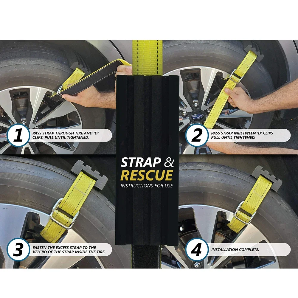 2pcs Tire Traction Device for Trucks & Large SUVs Anti Skid Emergency Tire Straps to Get Unstuck