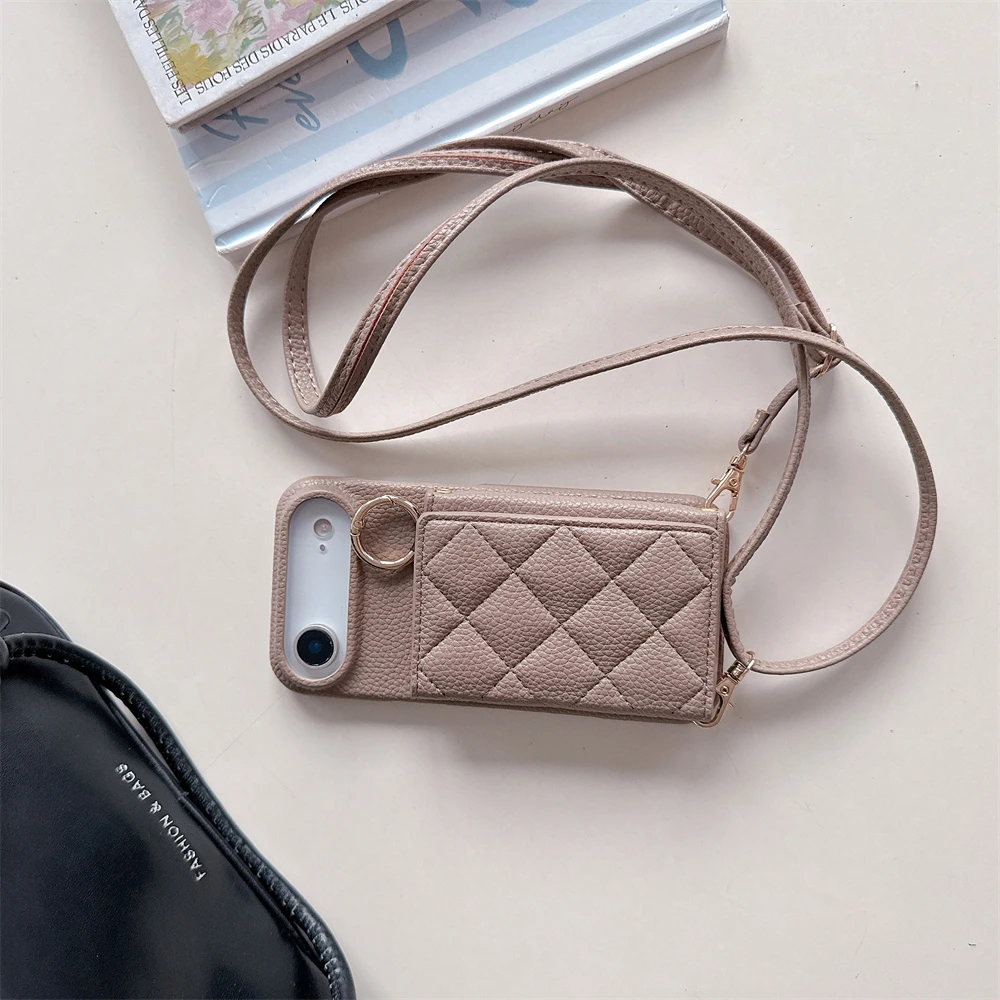 Crossbody Lanyard Wallet Case with Card Holder and Leather Cover
