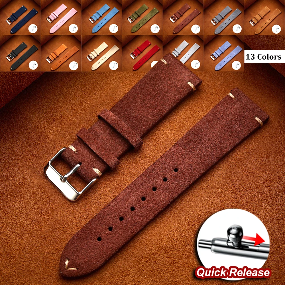 Calfskin Suede Quick Release Watch Band - Soft & Stylish Wristband Accessory