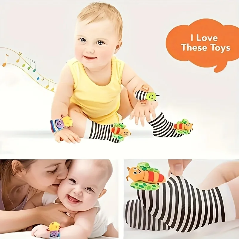 4PCS Baby Rattles Toys for 0-12 Month, Infant Girl Boy Toys for Babies 3-6 Months, Newborn Hand & Foot Toys for 0 to 9 Months 2