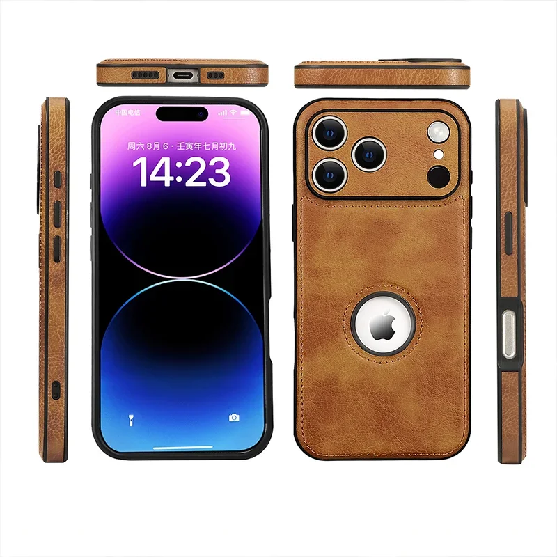 Luxury Fashion Leather Case with Air Shockproof and Premium Camera Lens Protection