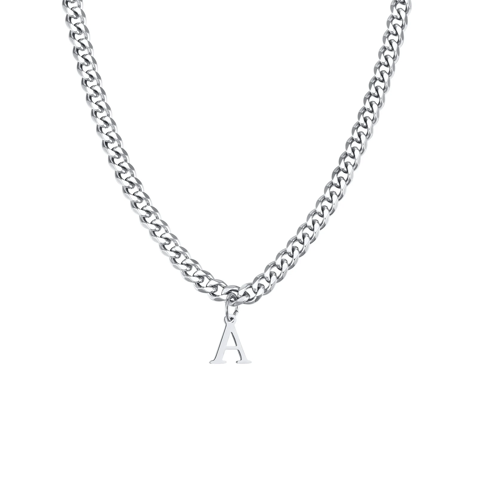 Numbering ♥ #5749 Chain Unit Knot Necklace /追跡付 Vnox Simple A-Z Letter Necklace for Men Women, Waterproof