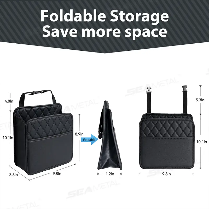 BLALION Multifunctional Car Seat Storage Bag Leather Storage Bag Garbage Bag Hanging Storage Bag Suitable For Most Car Models - Image 2