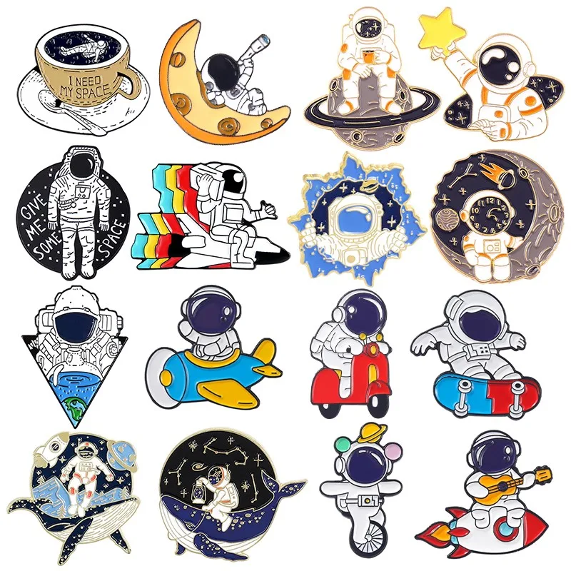 

I Need Space Enamel Pin Custom Astronaut Cosmonaut Band Brooches Lapel Badge Cartoon Funny Universe Ocean Life Jewelry