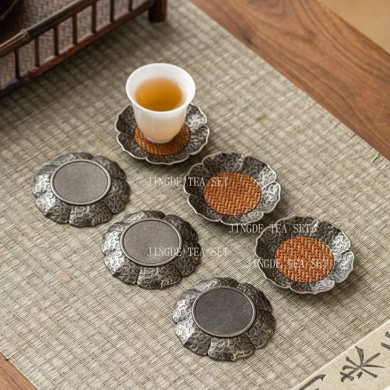 Alloy Rattan Coaster Chinese Style Heat Insulation Kung Fu Tea Ceremony Tea Mat Anti Slip and Heat-resistant Tea Set Accessories