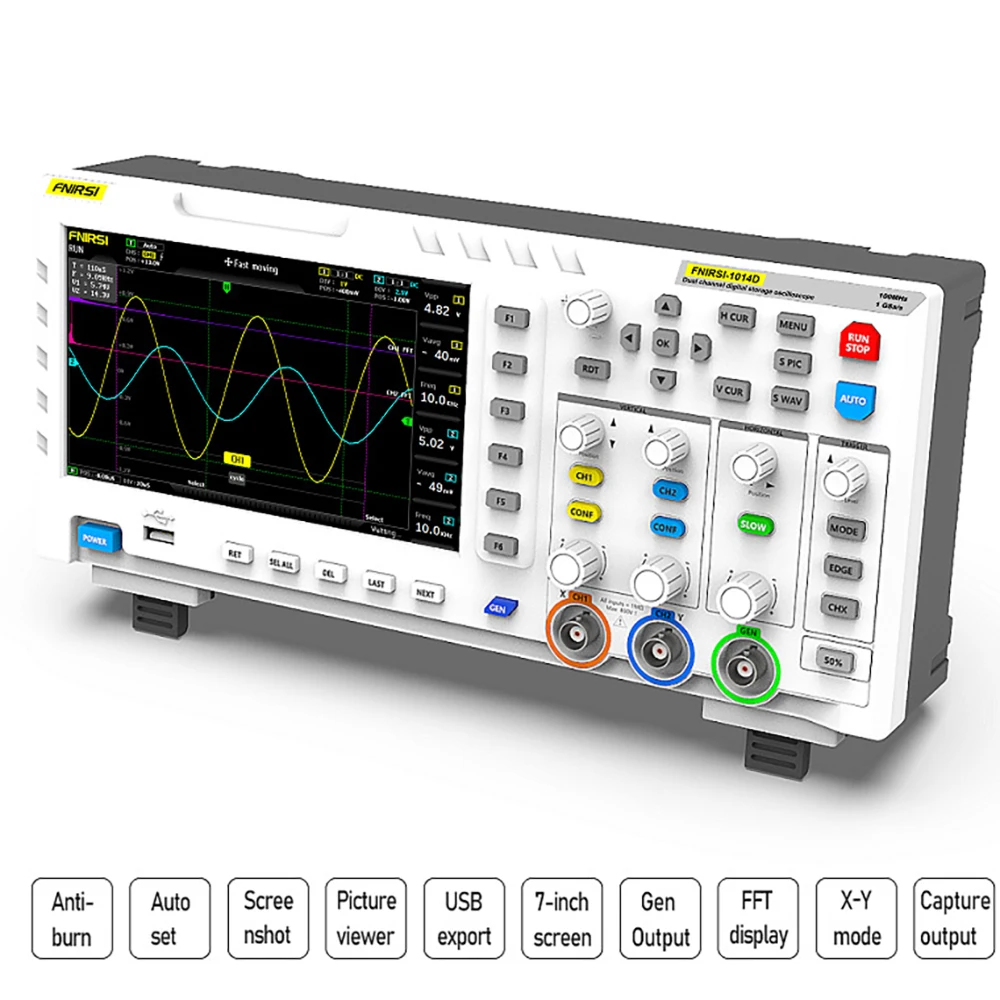 

FNIRSI-1014D Digital Oscilloscope 2 In 1 Dual Channel Input Signal Generator 100MHz* 2 Ana-log Bandwidth 1GSa/s Sampling Rate