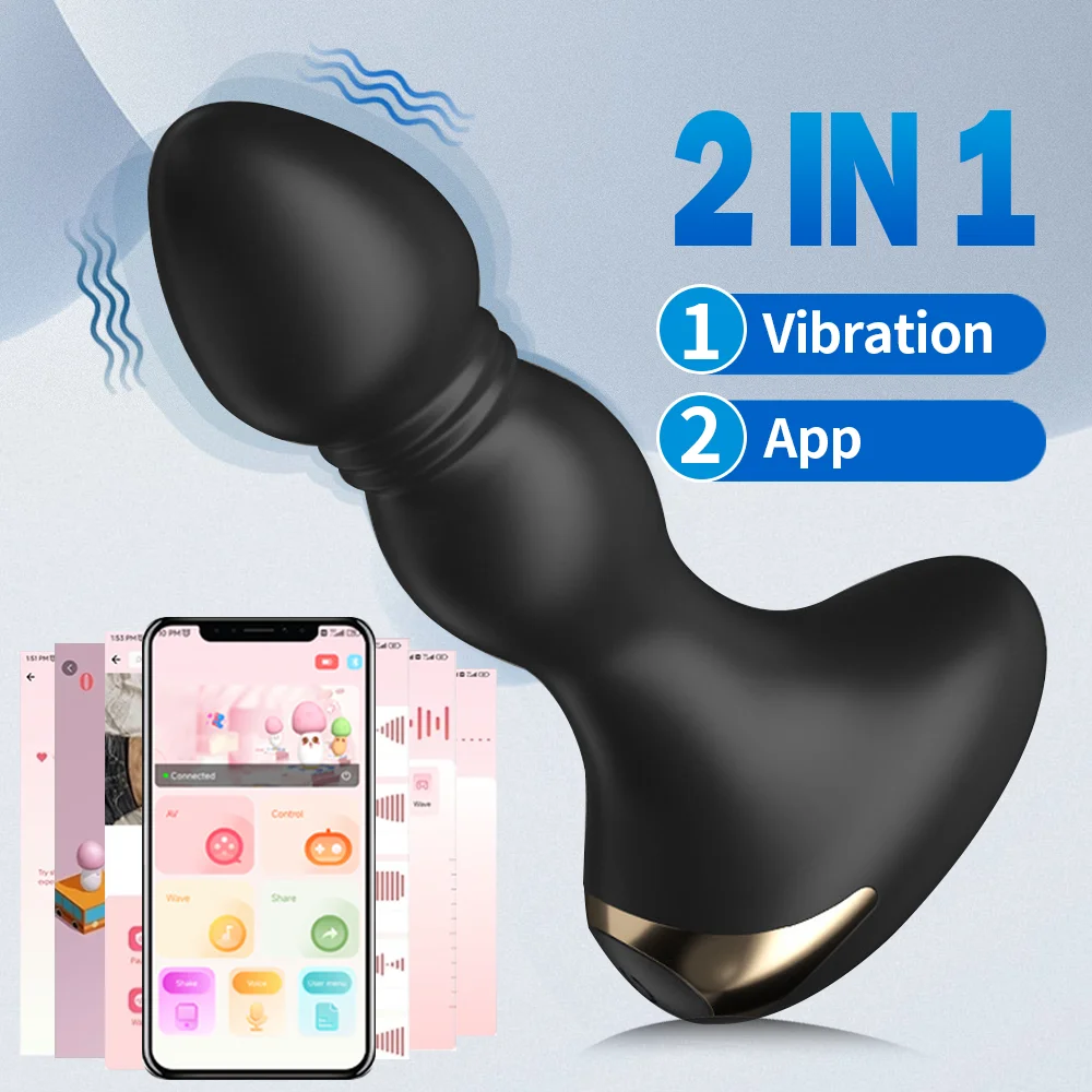 

2 In 1 APP Control Vibrating Anal Butt Plug G-spot Prostate Massager Stimulate Anus USB Charging Vibrator Sex Toys For Adult 18+