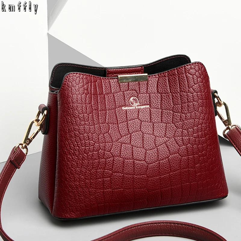 

Women's Bucket Bags Crocodile Pattern Leather Small Tote Bags Women's Casual Vintage Shoulder Bags 2022 New Crossbody Handbags