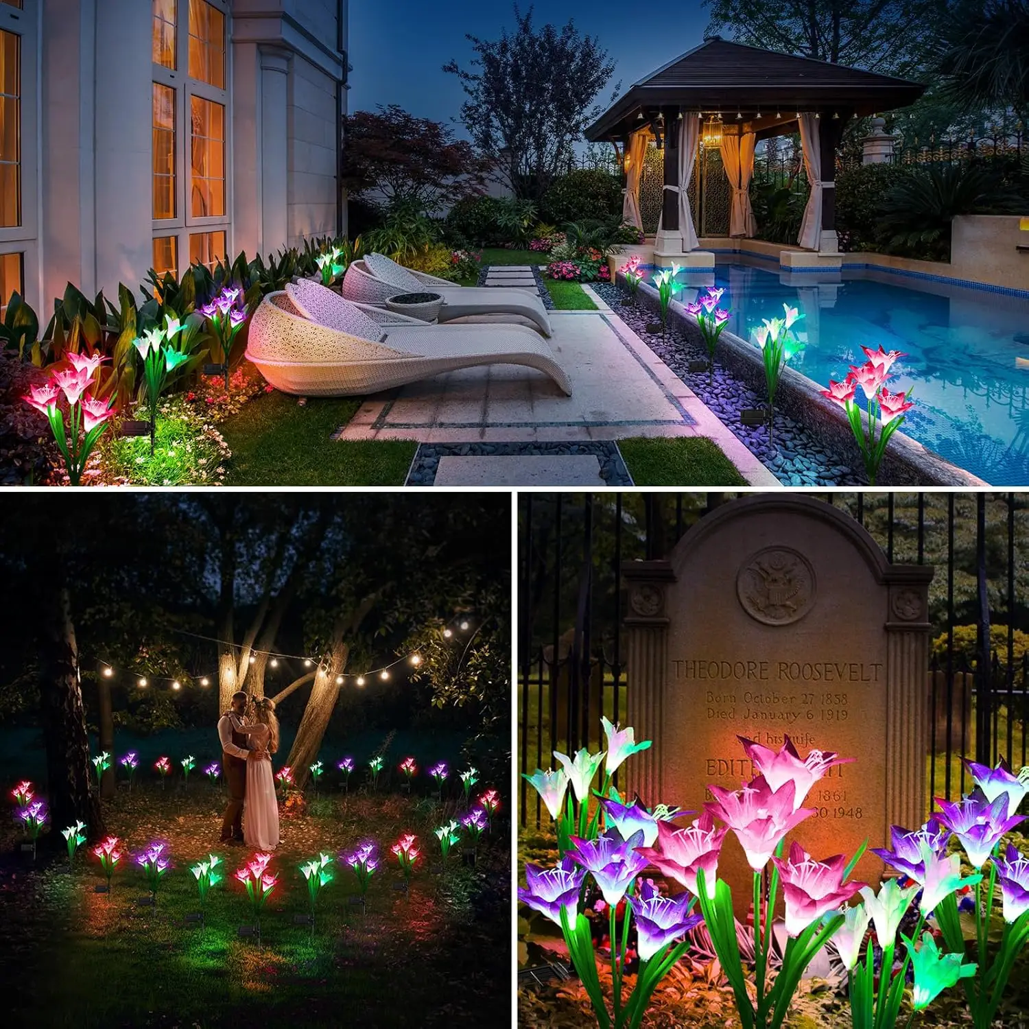 Outdoor Solar Lights Solar Garden Lawn Lights Bigger Lily Flowers landscape lighting for Outdoor Patio Yard Garden Decoration 6
