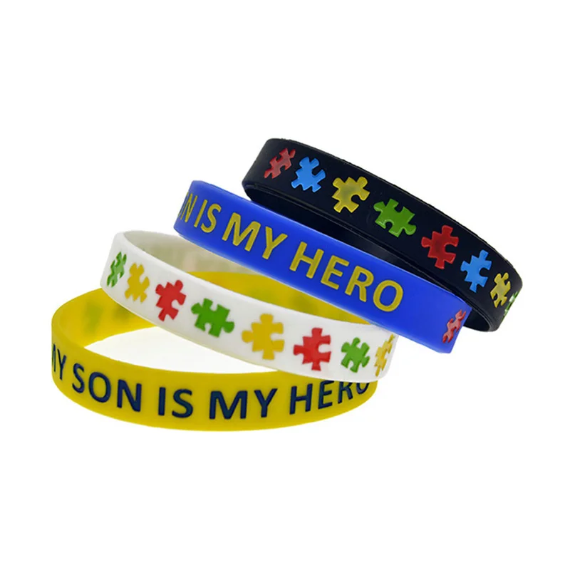 1 PC My Son Is My Hero Silicone Wristband Autism Awareness Inspirational Bracelets 6