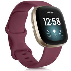 Deluxe Silicone Watch Band in Rose Gold and Silver for Size L  Versa3 (Red)