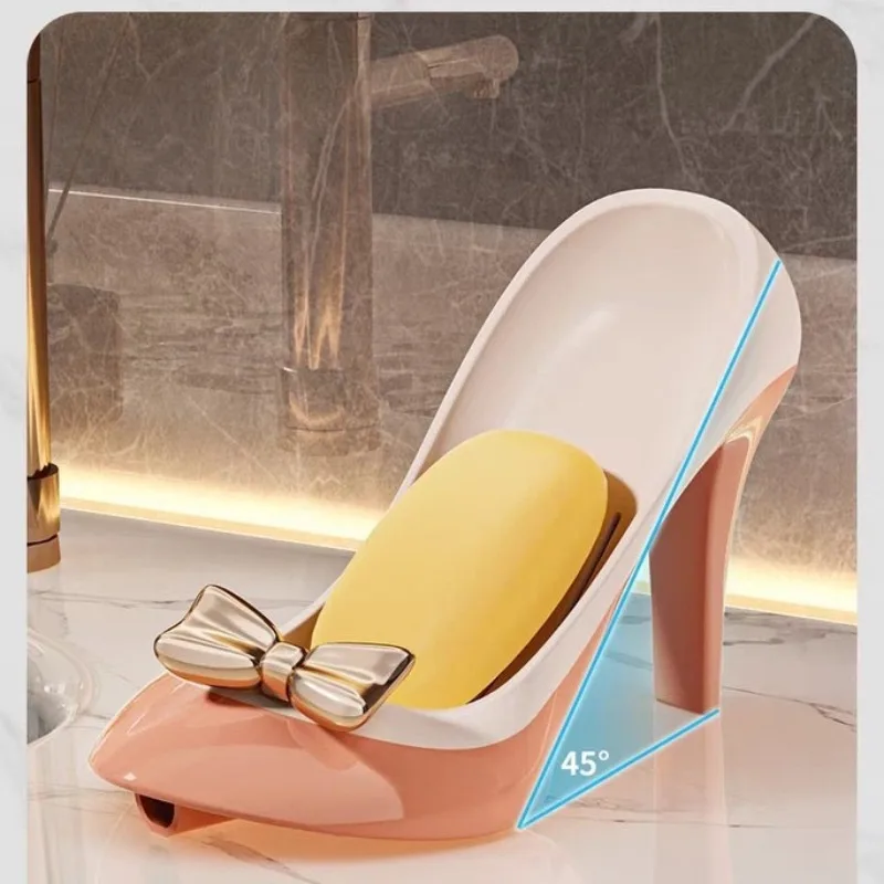 1PC Soap Dish, Personalized High Heels Non-punching, Draining Home Bathroom Toilet Suction Cup Soap Box Shelf 2