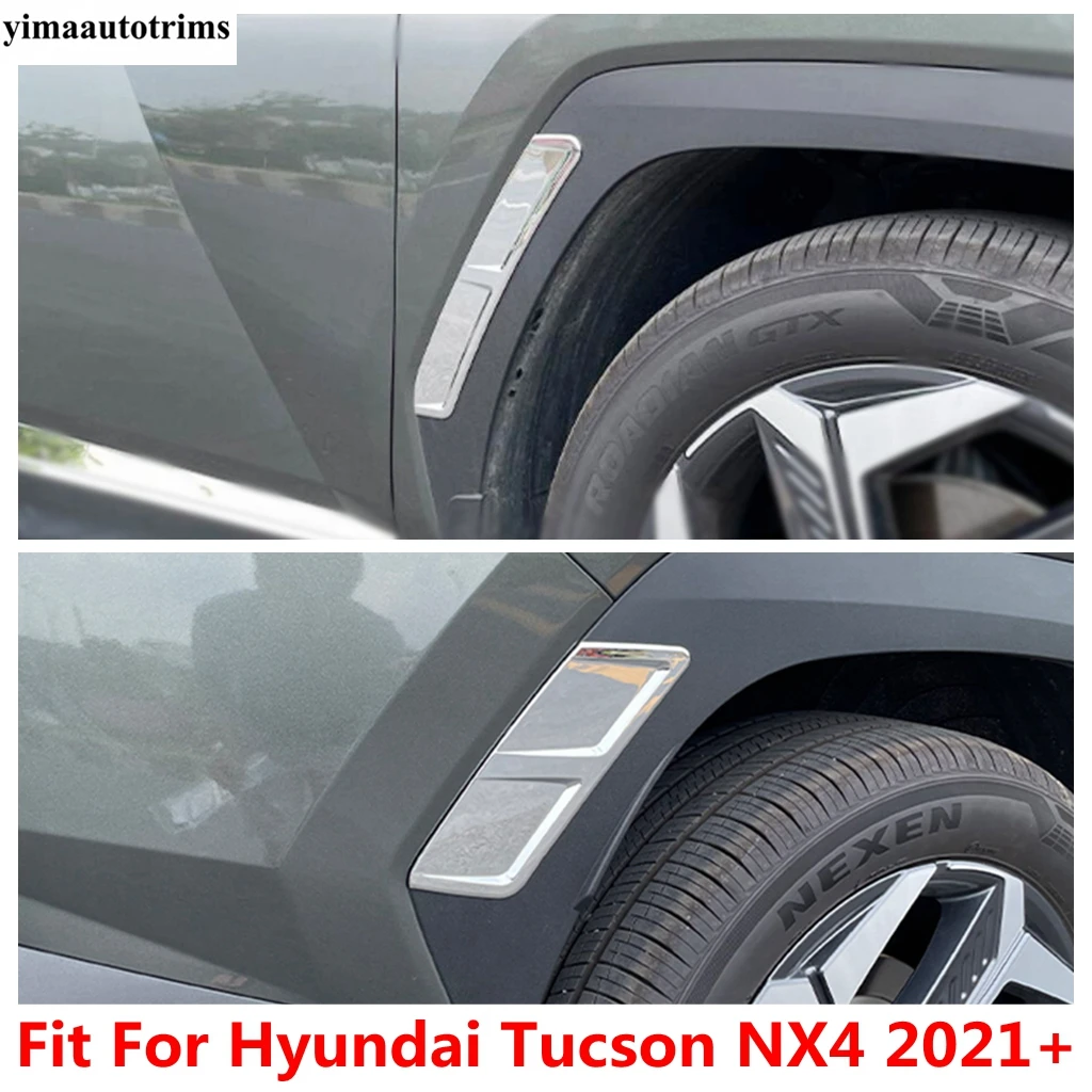 

Front Rear Wheel Side Body Fender Eyebrow Panel Cover Trim Fit For Hyundai Tucson NX4 2021 -2023 ABS Chrome / Black Accessories