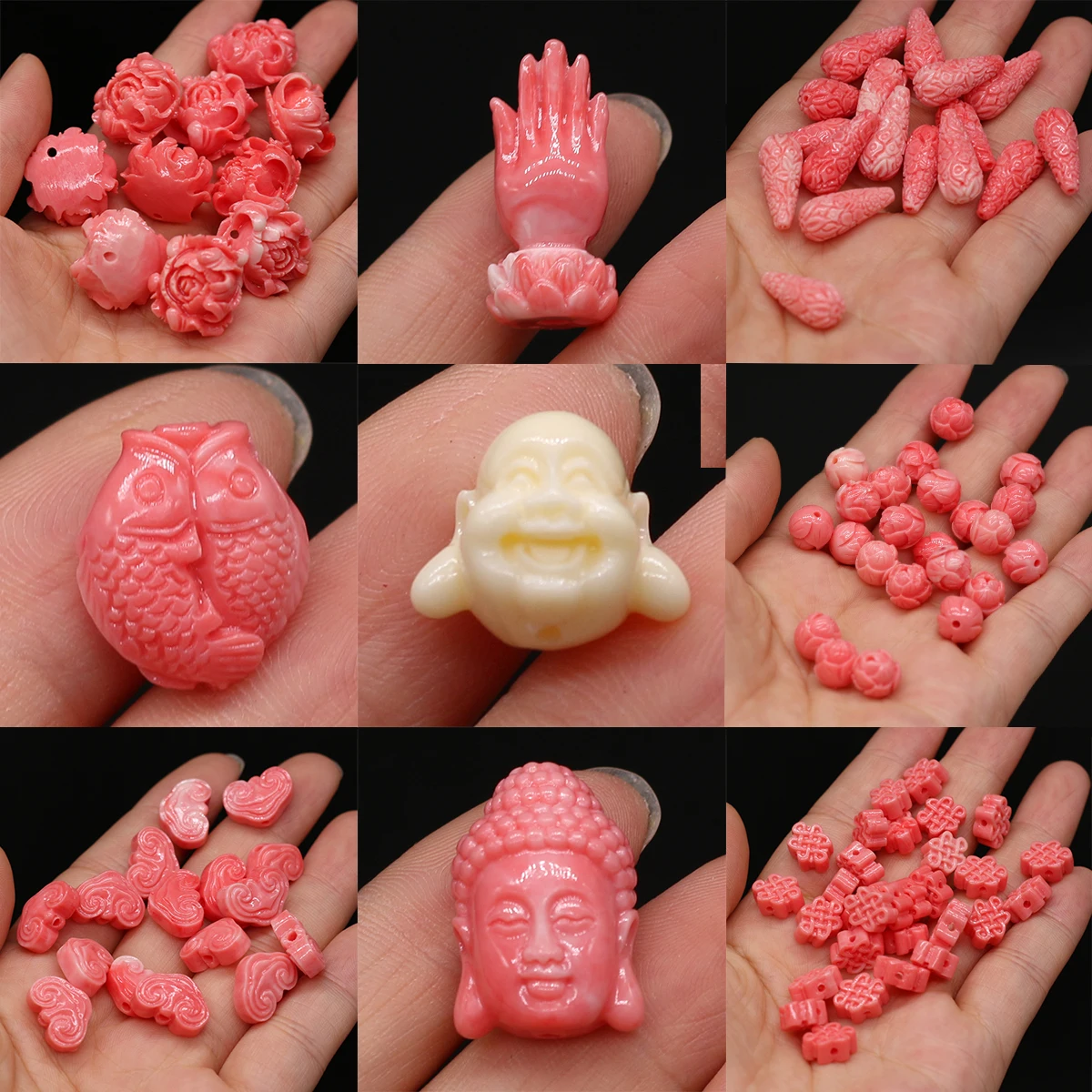 10 Pezzi Syntheti Coral Buddha Beads Perlina Isolante A Forma Di Fiore A Foro Passante Per Gioielli Che Fanno Accessorio Per Bracciale Collana Fai Da 