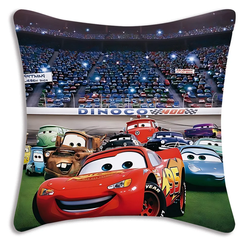L-Lightning McQueen Pillow Covers Cartoon Sofa Decorative Home Double-sided Printing Short Plush Cute Cushion Cover 6