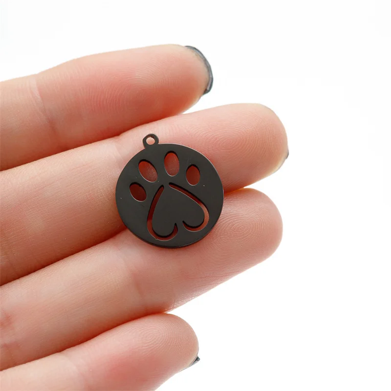 5 teile/los Hund Pfote drucken Liebe Herz Charme für Paare DIY Schmuck Herstellung Zubehör Edelstahl Charme Anhänger Großhandel – Detail 6