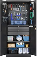 Metal Garage Storage Cabinet with Locking Doors and 2 Drawers Heavy Duty Steel Tool Cabinet with Pegboard 71" Lockable Cabinets 1