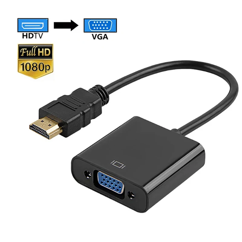 HDMI-compatible to VGA Adapter Full HD 1080P Digital Analog HDMI HDTV Male To Female VGA Cable Converter For PC Laptops Tablet