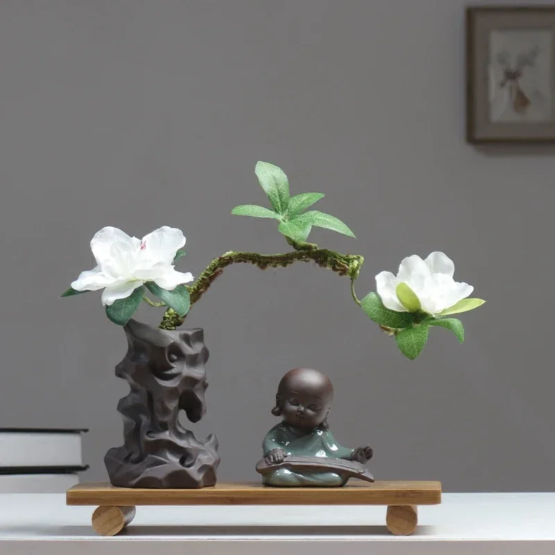 

Little Buddhist Zen Decoration Postmodern Study Figurines Retro Fake Rockery Ornaments Crafts New Chinese Vase Furnishing Decor