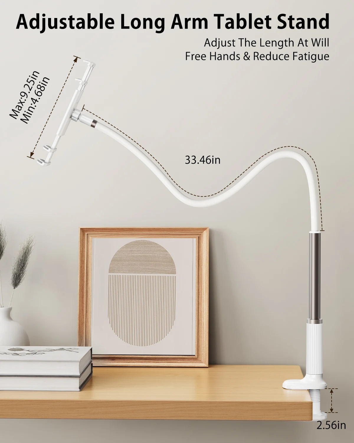 Eary Gooseneck Cell Phone Holder Tablet Stand 360 Flexible Phone Stand iPhone Lazy Bracket Mount Long Arms Clamp for 4-13"Inches