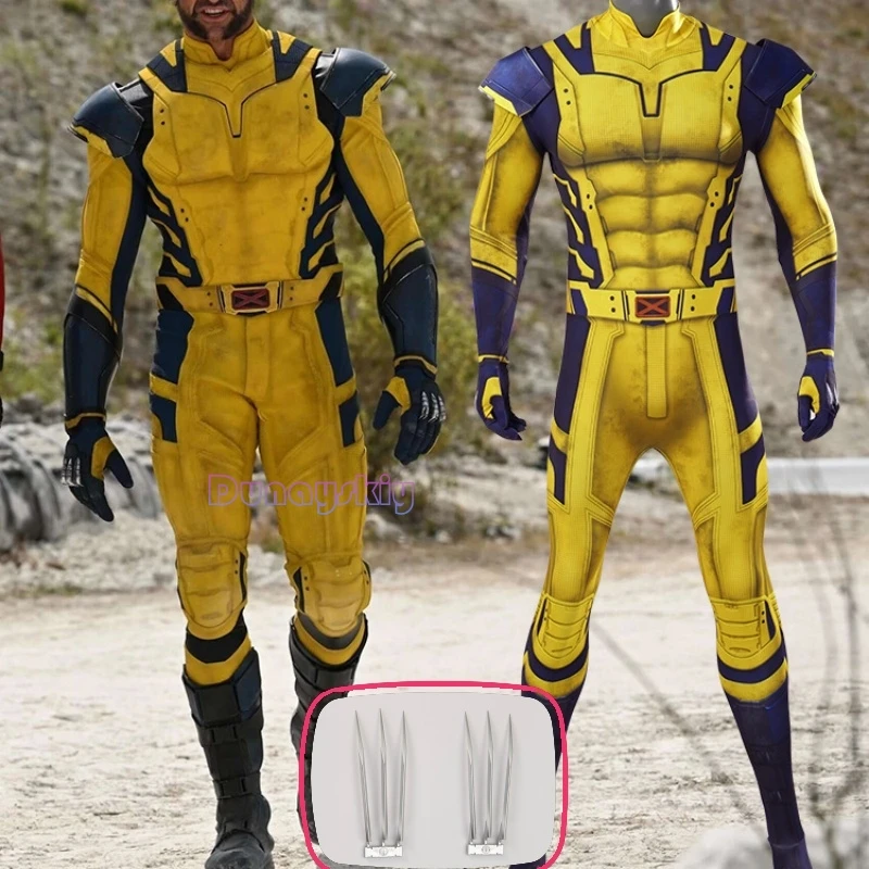 

Deadpool Cosplay Anime James Howlett Logan Comic Superhero Cosplay Costume Anime Gold Battle Suit Claws Halloween Gifts