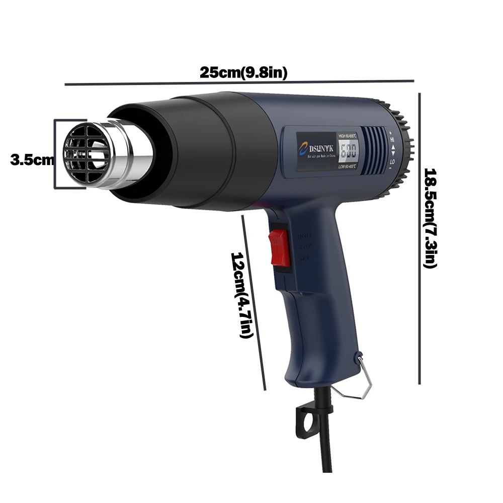 Construction Hair Dryer With Lcd 2000W Shrink Display Heat Gun 110v 220V Thermal Gun Powerful Thermal Blower Mini Hot Air Gun 3