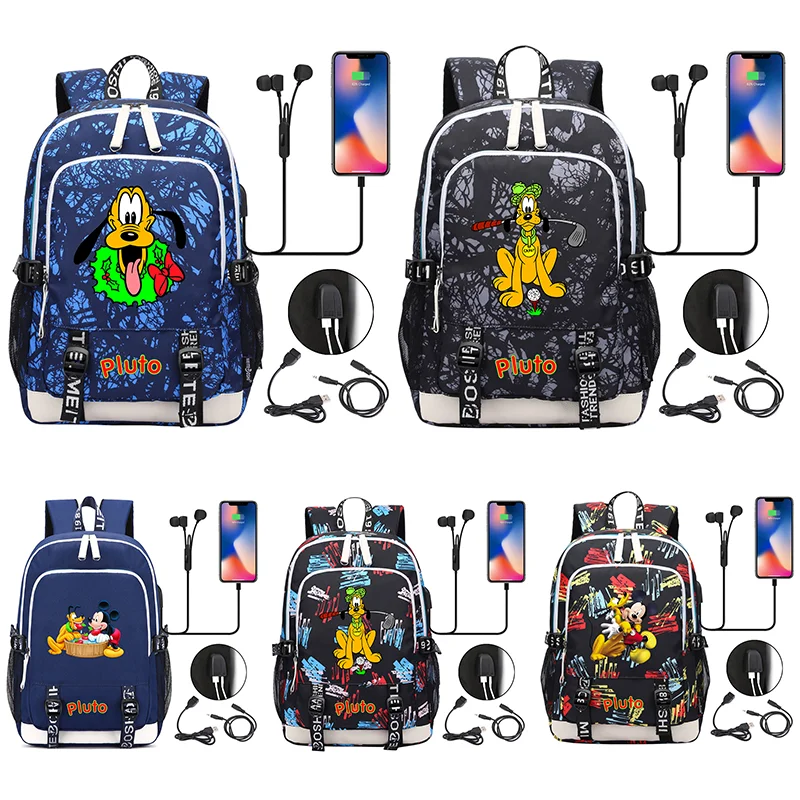 

Fashion Pluto Multifunction Laptop Backpacks Student USB Charging Backpack Famale Colorful Print Rucksack Travel Bag Mochila