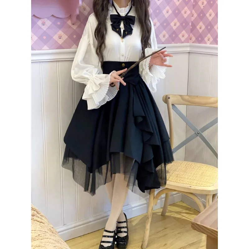 2025 Japanese & Korean Lolita Gothic Vintage Kawaii Irregular Cosplay Skirt Set 10