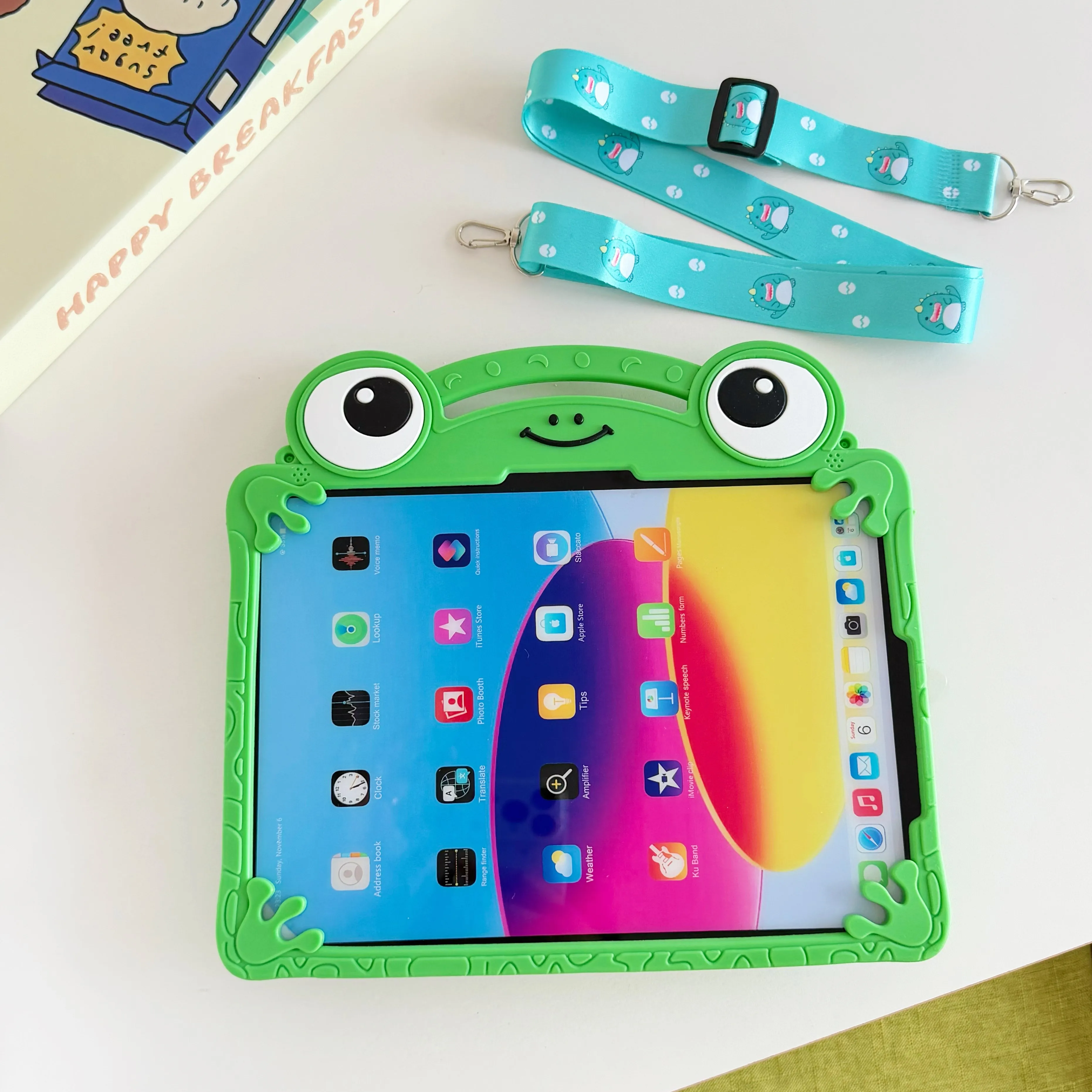 3D Cartoon Frog Bracket Tablet Case - Portable Soft Silicone Cover for 11-inch and 8.7-inch Tablets