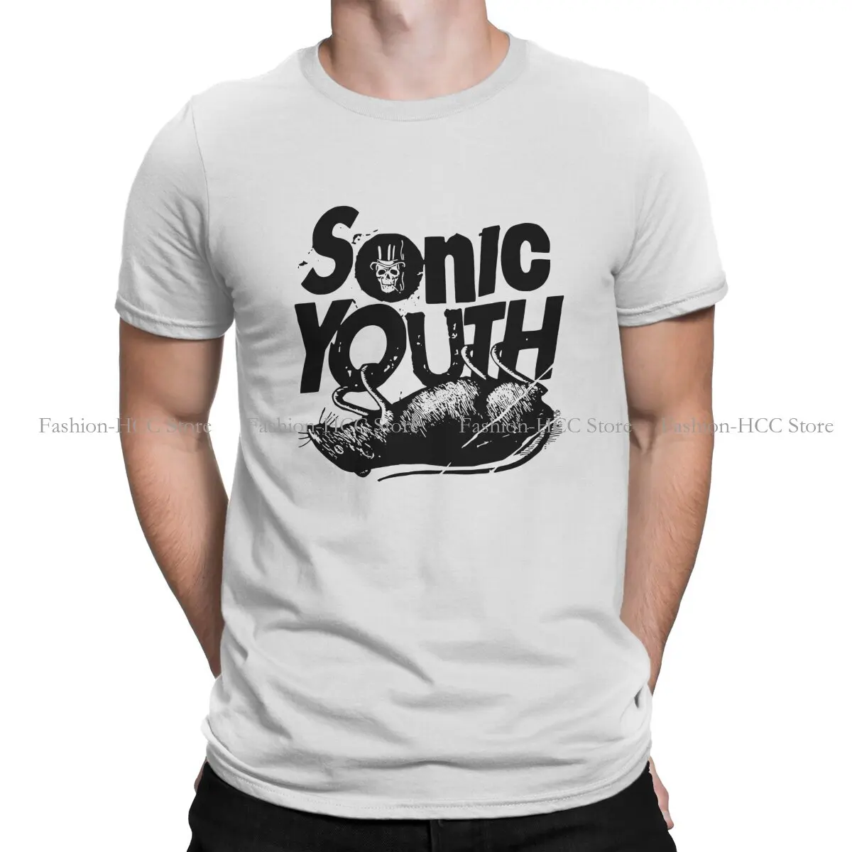 Camisetas de poliéster con estampado grande de Sonic Youth, camisetas para hombre, ropa hipster
