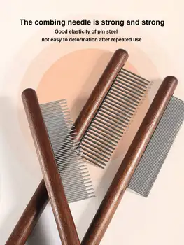 3pcs Pet Cats And Dogs Remove Floating Hair, Remove Fleas, Clean And Beautify Wooden Retro Comb 4