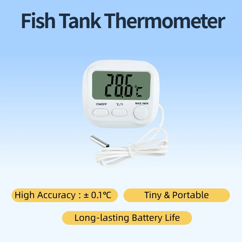 Aquarium Thermometer Probe Digital Thermometer Fish Tank &plusmn;0.1℃ High Precision Marine Plant Aquarium
