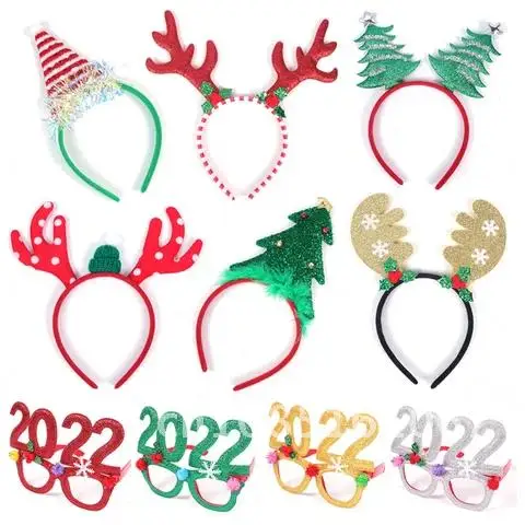 

2022 Christmas Hair Band Clasp Headwear Deer Ears For Kids Adult Santa Xmas Party Headband Accessories