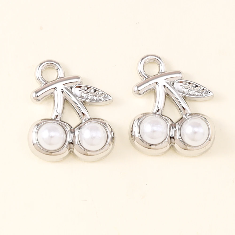 Exquisite Red Cherry Charms for DIY Jewelry Creations - Set of 5