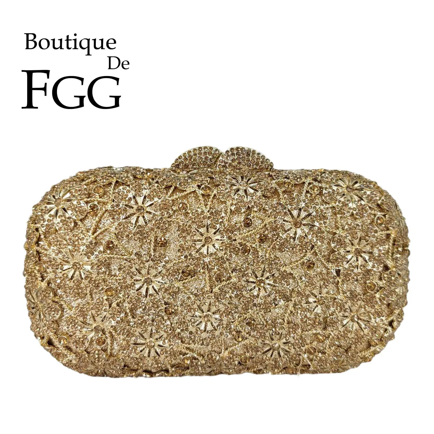 

Элегантные женские вечерние сумки Boutique De FGG с цветами, золотистые свадебные сумочки-клатчи, свадебные вечерние кошельки, сумка