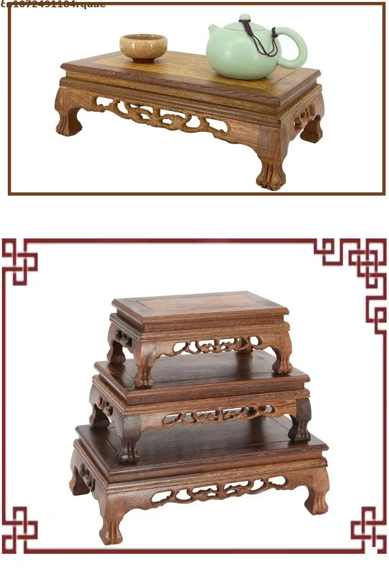 Holz Miniatur Sortieren Tisch Figuren Vase Display Stand Blume Basis Tee-Sets Sockel Bonsai Pflanze Dekorative Regal – Detail 6