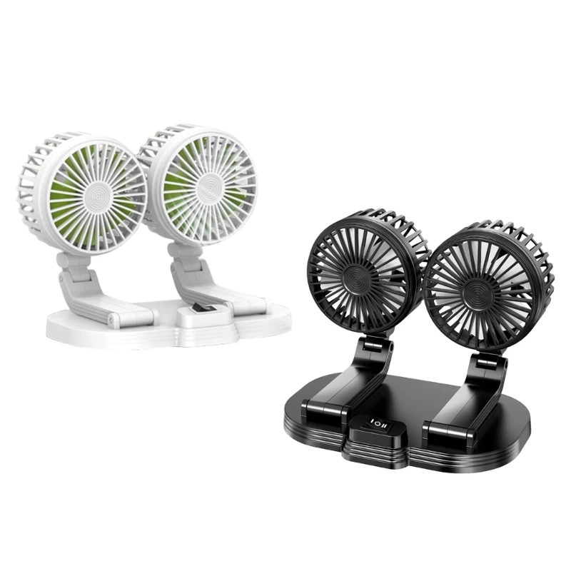 

Vehicle Mounted Dual Head USB Fan Auto Cooler Fan Air Circulator Ventilation Fan