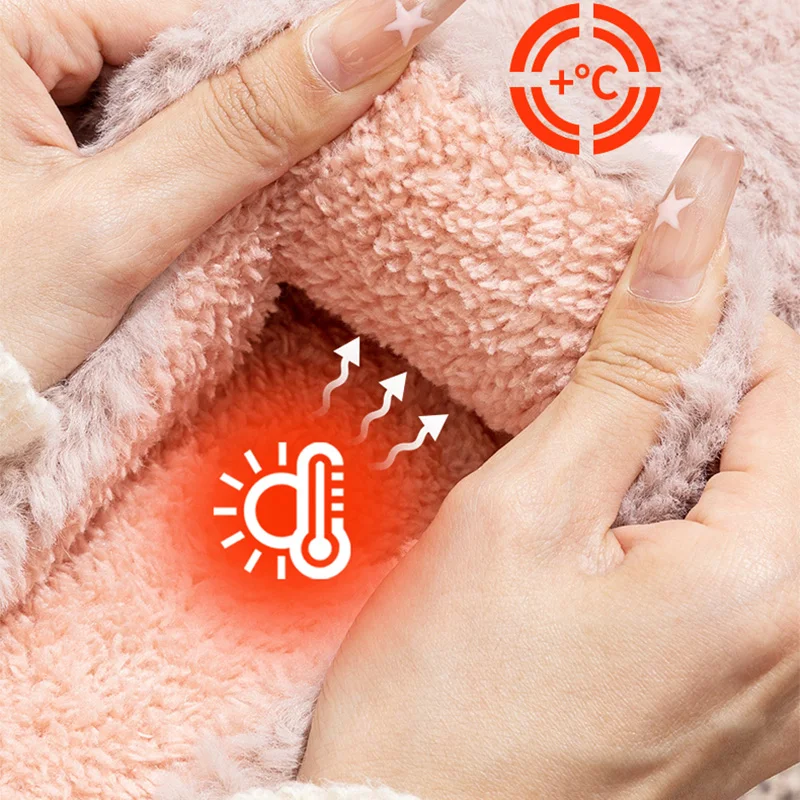 Sweet Soft Sole Plush Slippers Women Winter Cute Thick Bottom Flurry Slippers Woman Indoor Warm Anti Slip Home Shoes Ladies