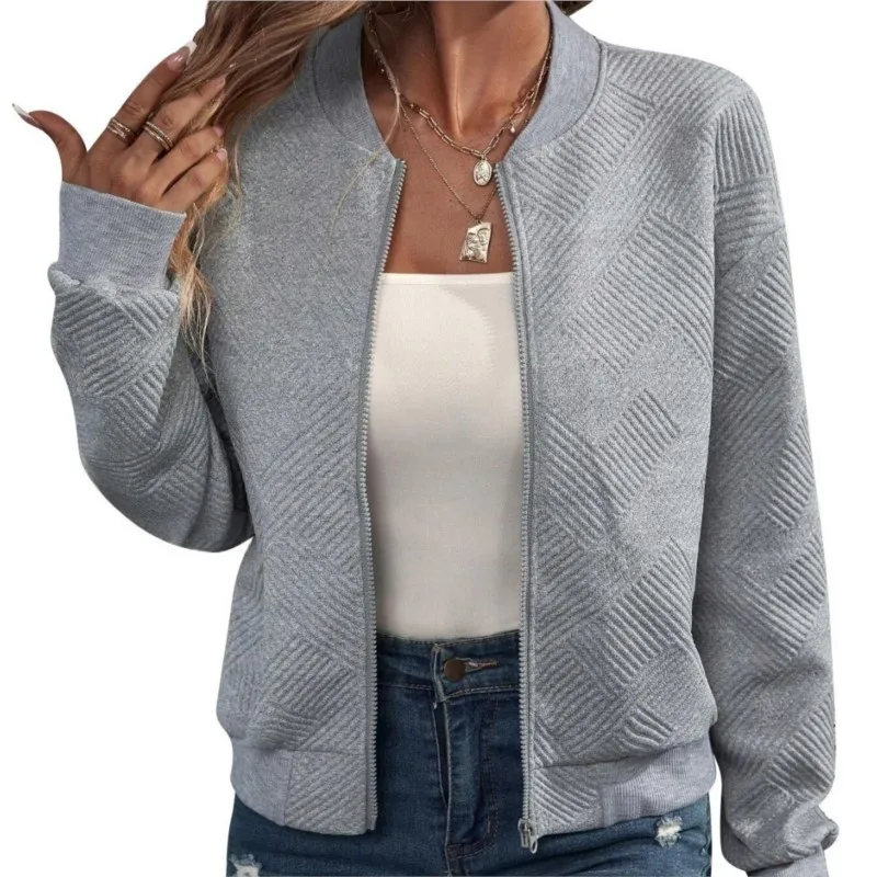 new in coats&jackets 2025 spring fashion Solid Color Zipper Jackets Baseball Collar Casual Jacket commuting women's coats