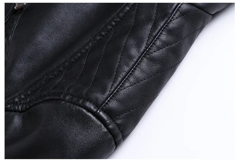 Description Picture 6 of itemNew Leather Jacket Men Winter Fleece Motorcycle PU Leahter Jacket Male Stand Collar Casual Windbreaker Hombre Slim Coat 5XL 6XL