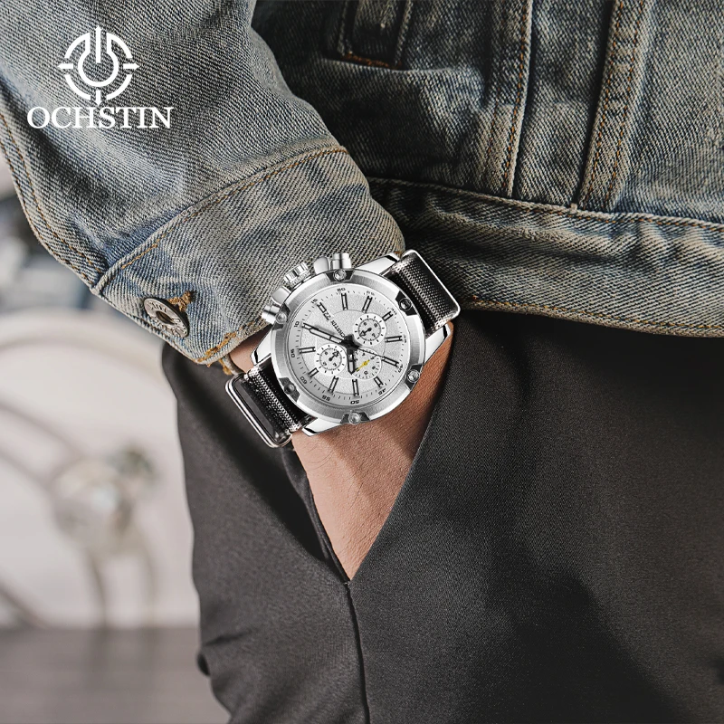 Hot OCHSTIN 2024 Creative Nylon Collection Sports Street Men's Watches Multifunction Quartz Movement Men's Quartz Watches