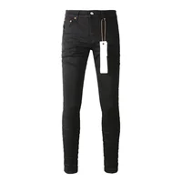 New Fashion Purples jeans Man with high street black pleats Fashion top quality Repair Low Rise Skinny Denim pants 1