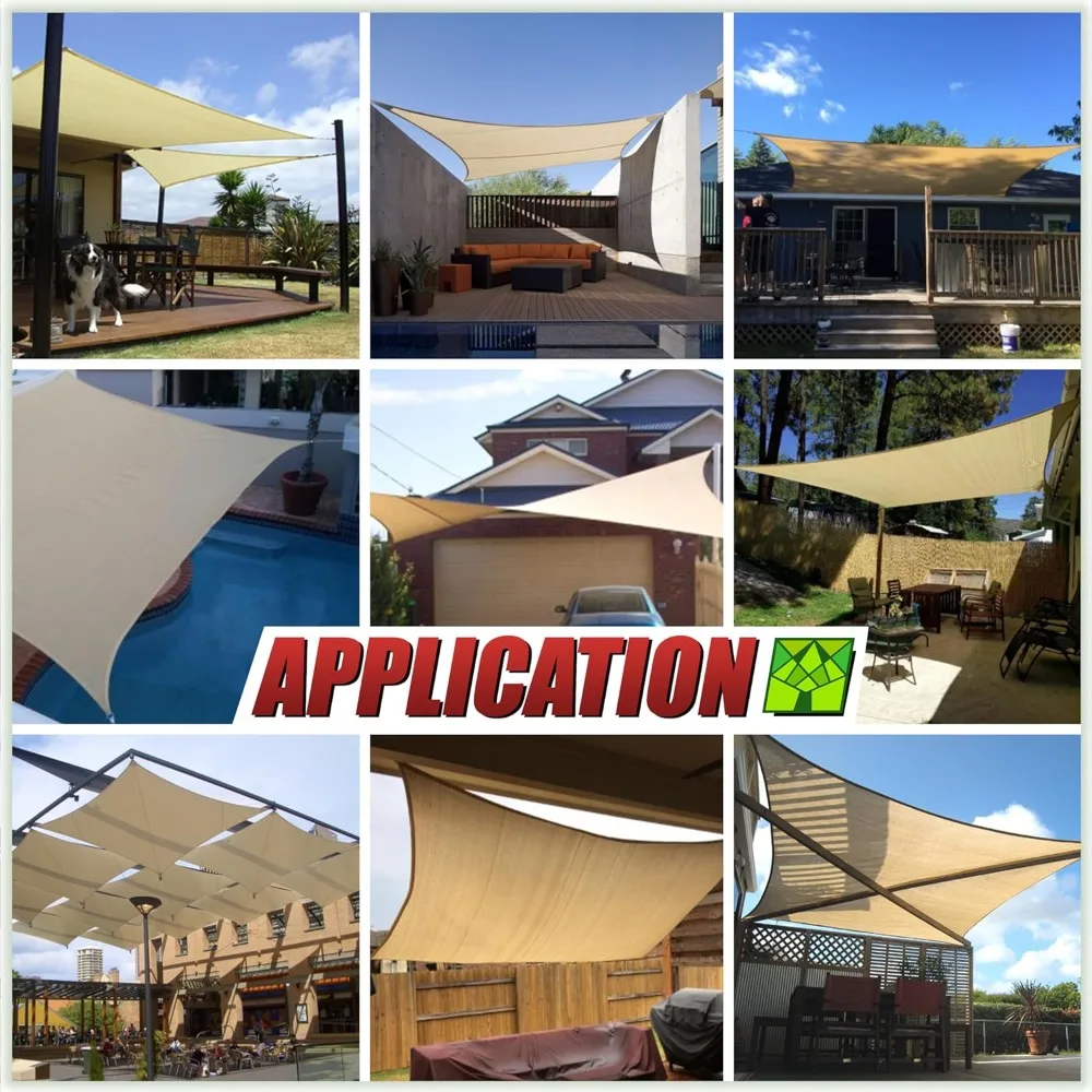 TAPR1620 Custom Size 8' x 18' Green Sun Shade Sail Canopy UV Block UPF50  Rectangle - Commercial Standard Heavy Duty - 190 GSM