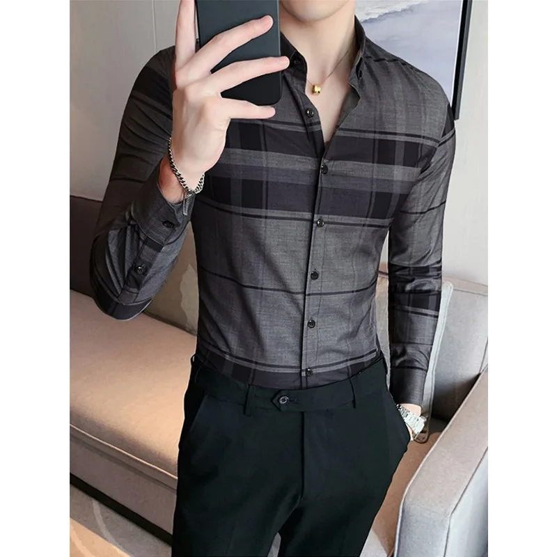 

8 Styles 2023 New High Quality Shirt Fashion Casual Shirts Men Clothing Turn-down Collar